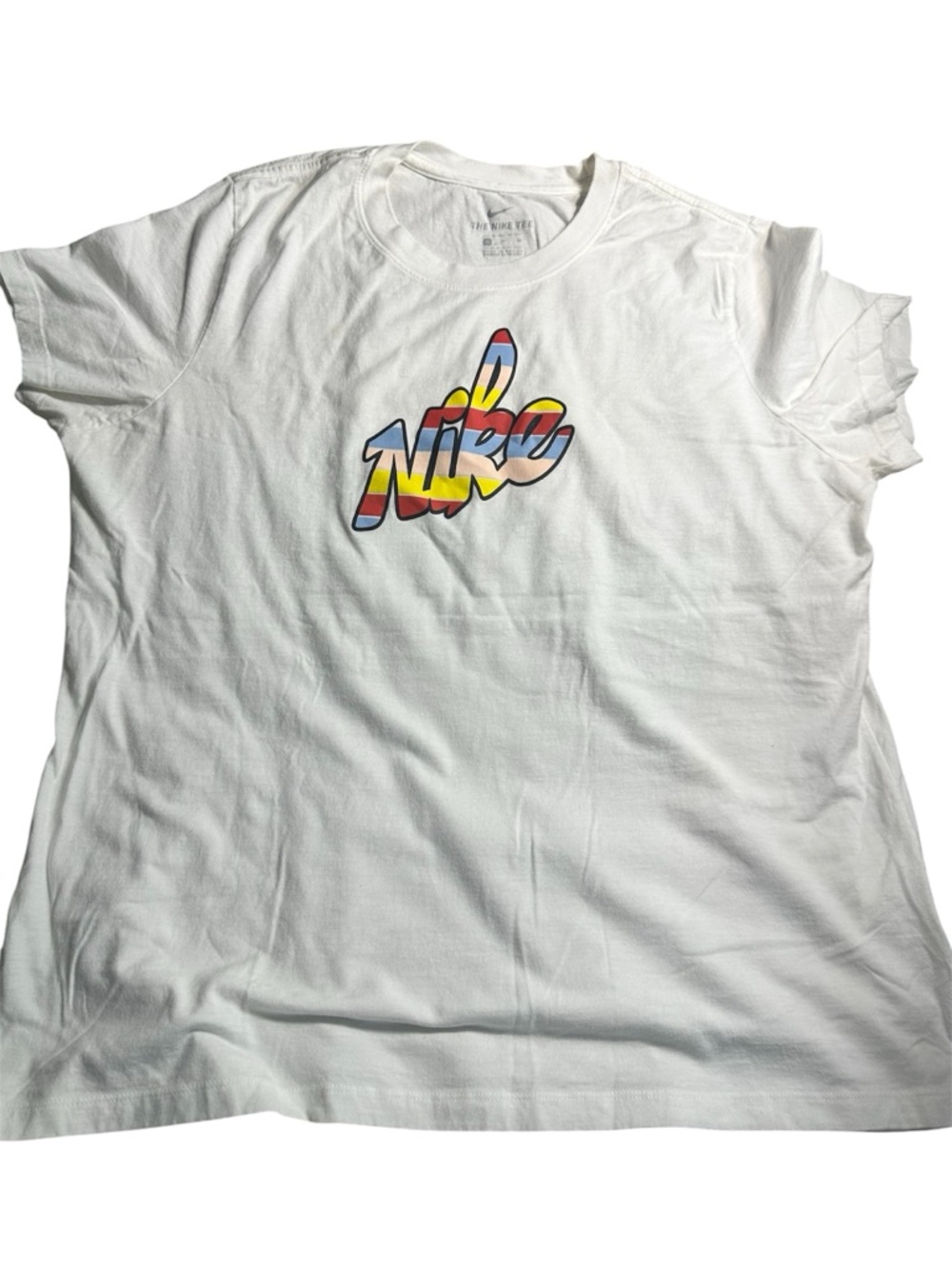 Nike Women’s White Crew Neck Tee with Nike Print size XL